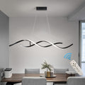 Qcyuui adjustable height hanging light fixture, modern pendant lighting adjustable wave-shaped flush-mount LED pendant light, with remote control, suitable for dining room, kitchen island, living room, kitchen lighting, home lighting