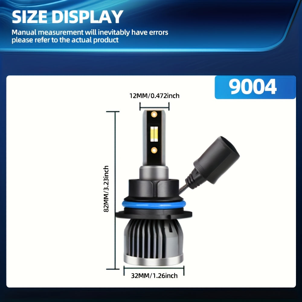 Set of 2 LED Car Headlights, Compatible with H4, H1, H3, H7, H11, 9005, 9006, 9012, H13, 9007 and 9004, 6000K White Light, 35000 Lumens, 500% Brightness Increase, New CSP Chip Design, High/Low Beam Function