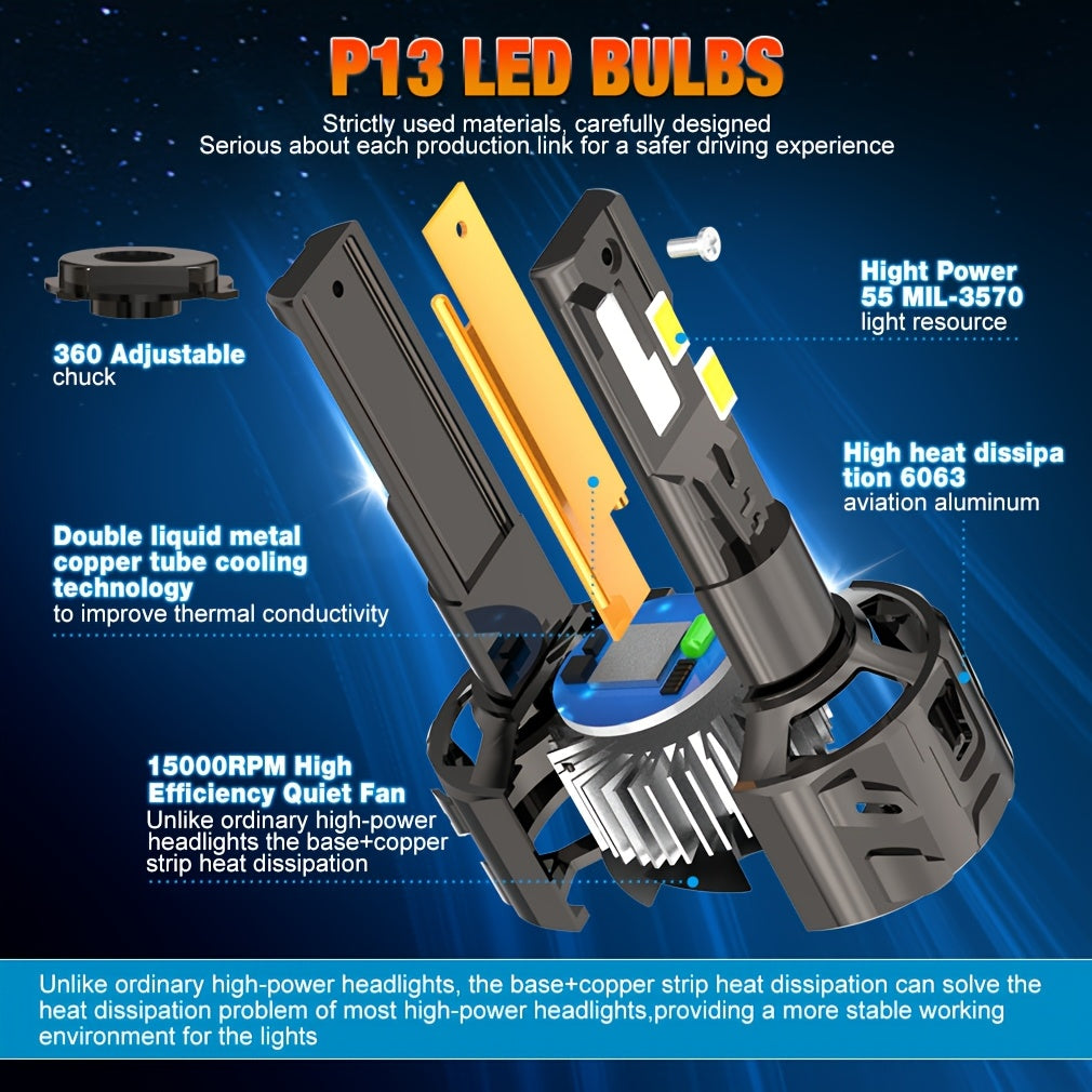 Super Bright H4 H7 H11 9005/9006 Car LED Bulbs, 6500K LED Headlight Bulbs, 60000LM, 800% Brightness Increase, 300W High Power, Turbo Boost Light, Canbus, High/Low Beam, Plug-and-Play Turbo Fan, 2-Pack