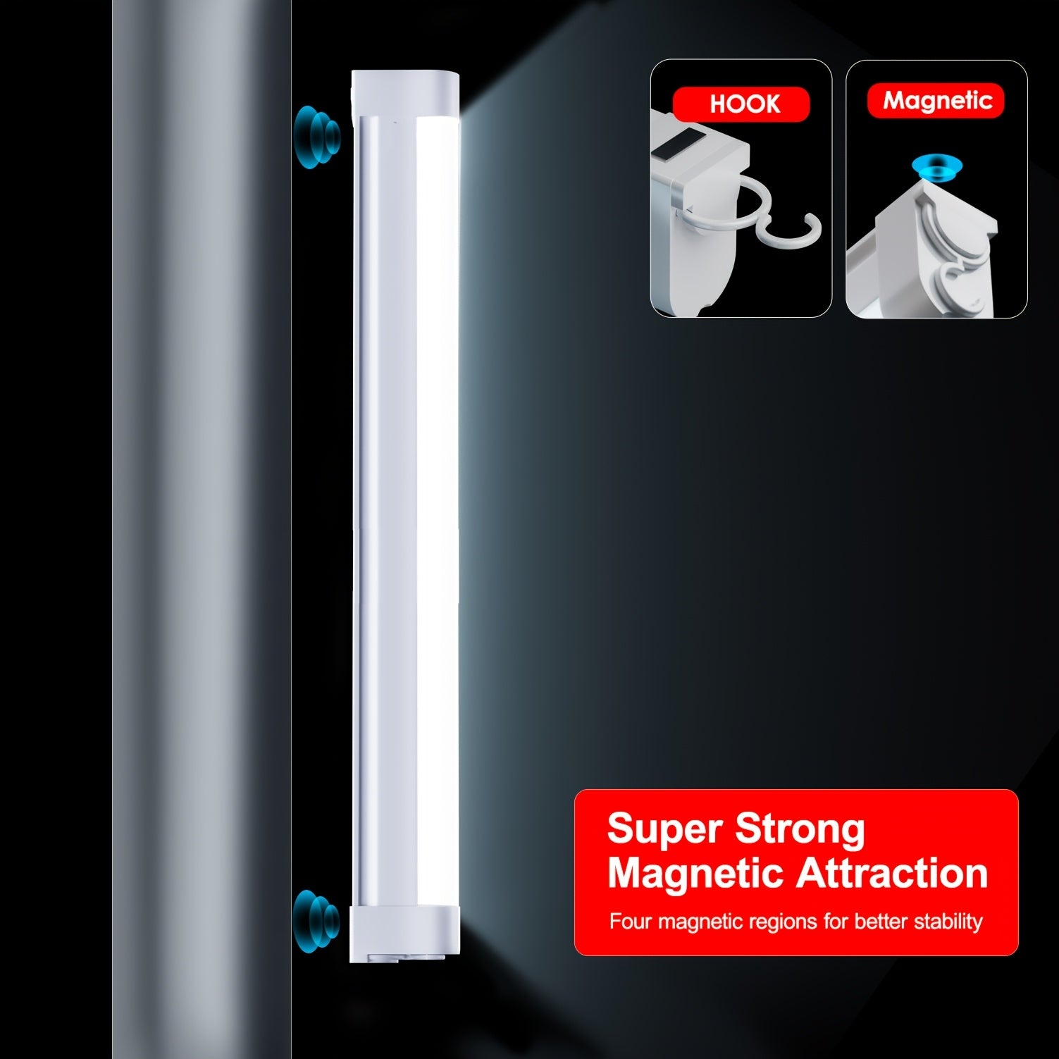 Rechargeable multi-functional light tube, large capacity battery, multiple dimming modes, stepless dimming, can be wall-mounted or handheld, suitable for indoor emergency, camping, stalls, car use, portable lighting, must-have for travel