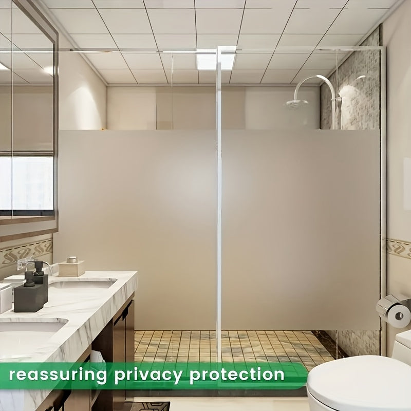 窗户隐私膜 - 磨砂玻璃隔热保护静电吸附无胶贴纸，适用于浴室、家庭及办公室