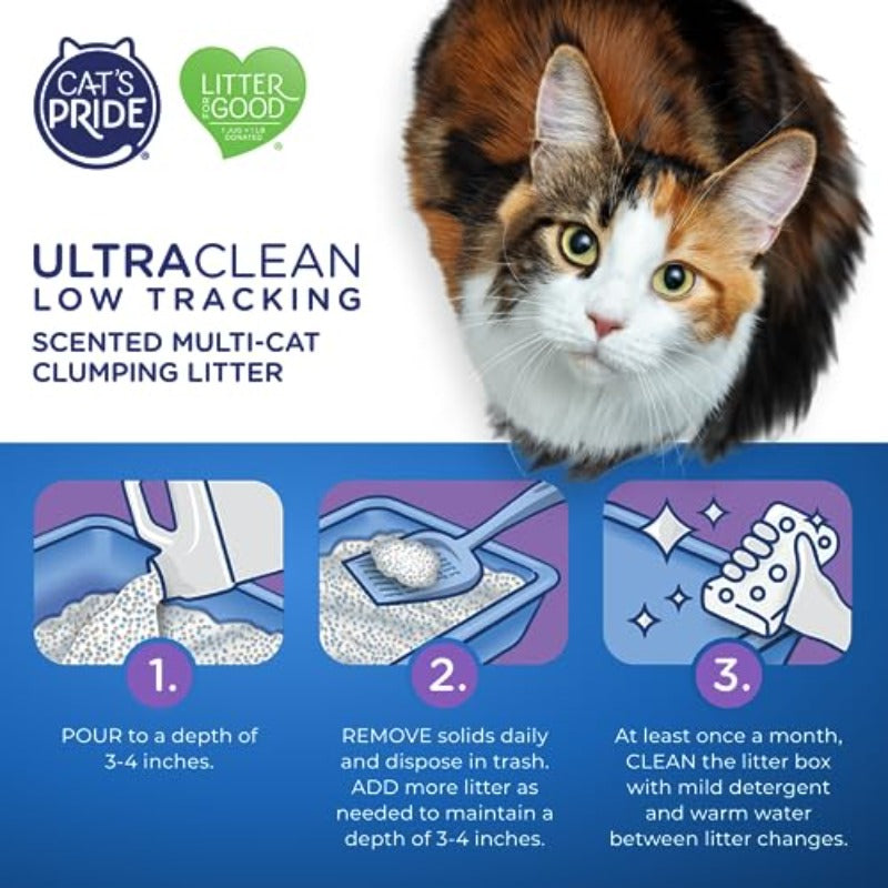 15磅 猫的骄傲 Max Power UltraClean 低踪多猫聚集型猫砂 | UltraClean 香味，无尘，气味控制，强力聚集