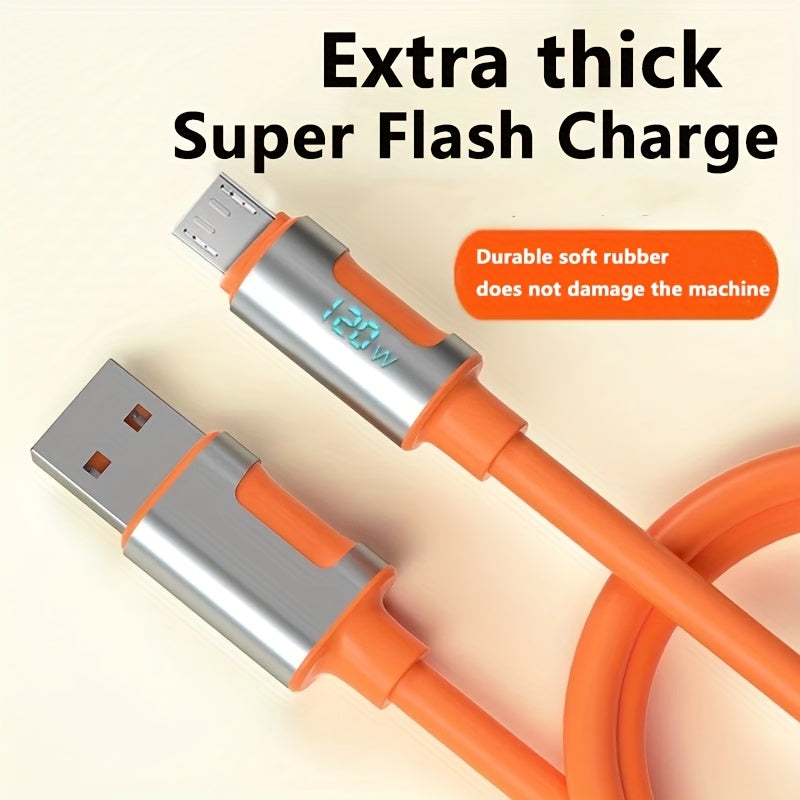 120W Orange Ultra Fast USB to Type-C Charger, Available in 3 Lengths - Delivers Up to 6A Power, Featuring a Durable Orange Silicone Cable, Ideal for Laptops And Tablets, Providing Quick Charging for Phones And Tablets