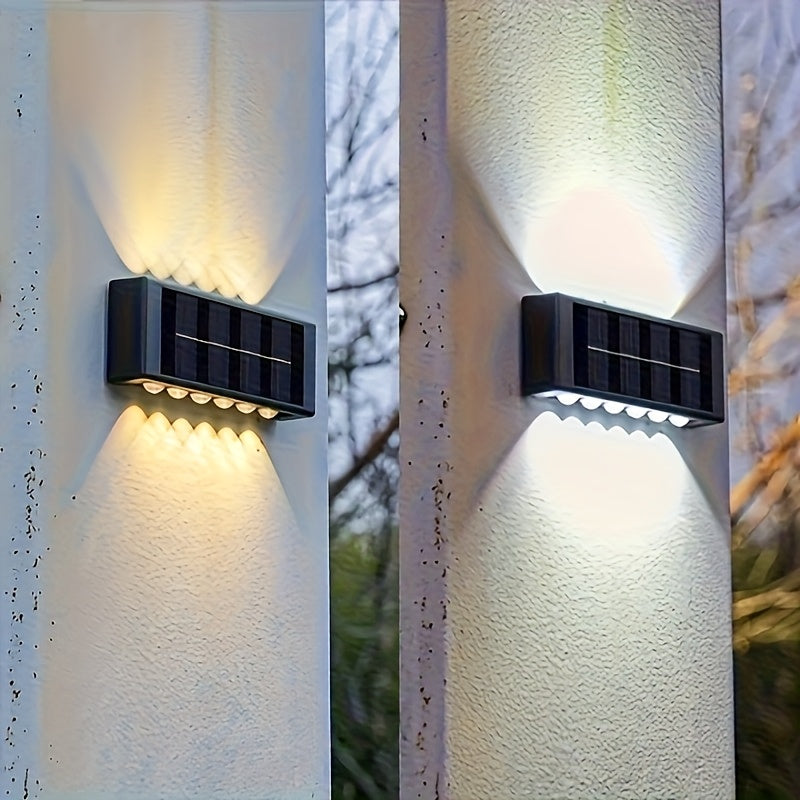 Set of 4 Solar Outdoor Garden Lights! Equipped with 12/16 LED Lights, Two-Way Wall Illumination, IP44 Rating, Easy Installation! Made of Durable Plastic, Perfect for Illuminating Outdoor Paths in Your Garden, Pathway Light, Solar Design