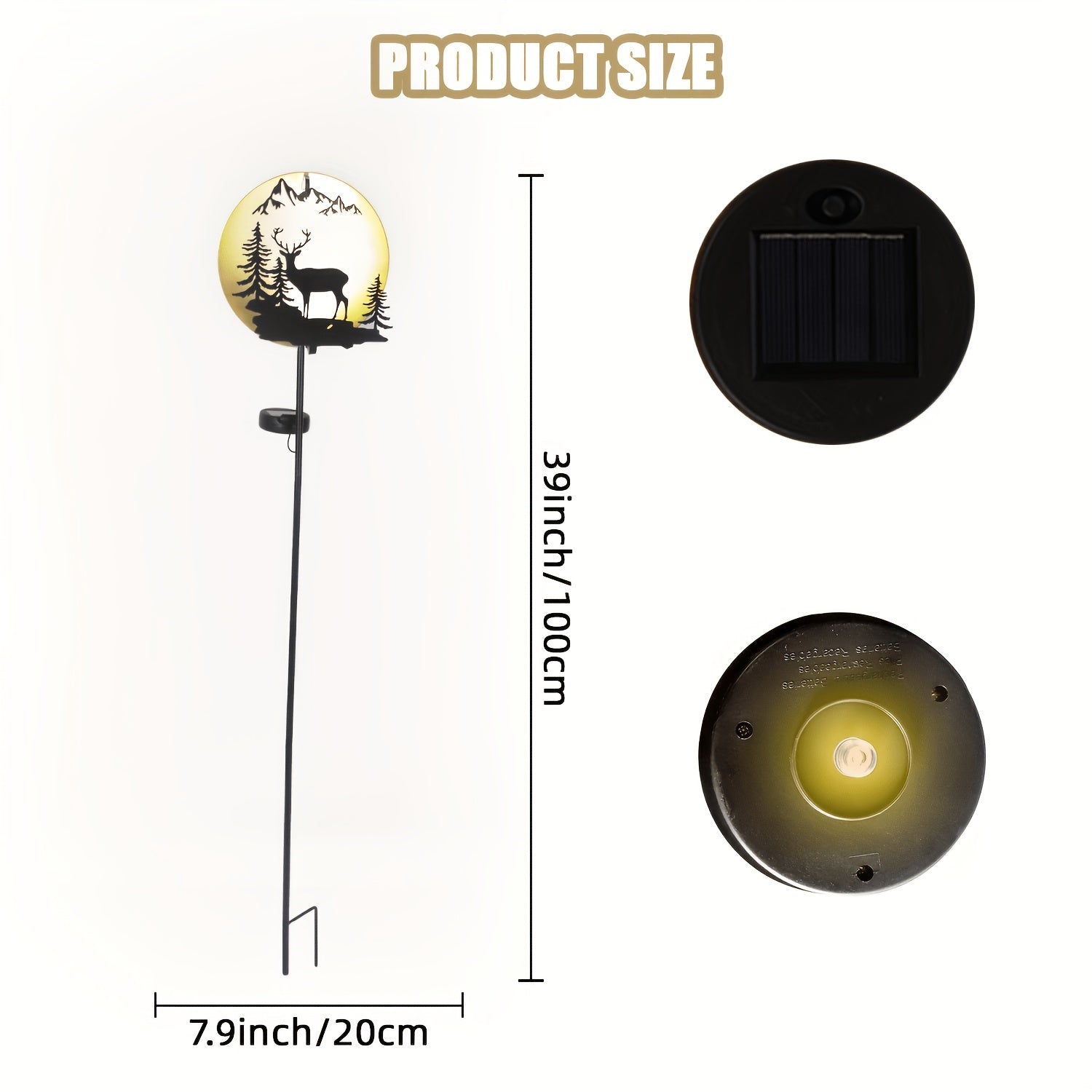 One-Piece Solar Elk Garden Light, Metal Round Deer Ground Insert Light Under the Night Sky, Outdoor Waterproof High-Brightness Warm White Light, Suitable for Holiday Courtyard, Garden, Patio, Walkway, Corridor, Gardening Decorative Light