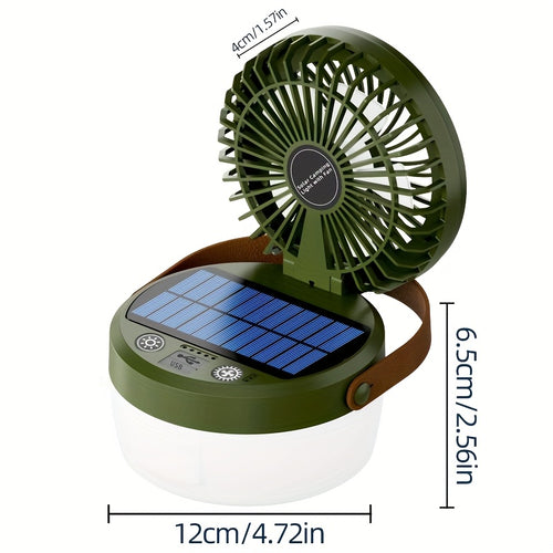 1PC X Portable Fan Light, with Spare Battery & Lithium Battery, Warm White Light, Adjustable Standing Fan, Ideal for Camping, Emergency, Outdoor, Party & Cooling System.