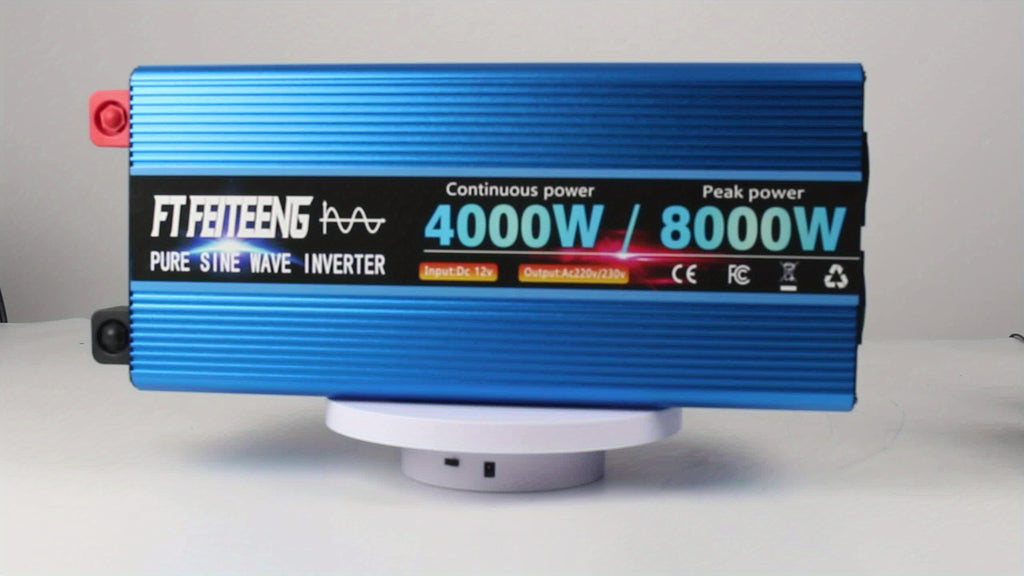 8000W峰值4000W持续高功率纯正弦波车载电源逆变器， 12V 转 AC 220V230V，高功率工业逆变器，适用于房车、户外露营、空调，带过载保护，无电池，适合手机、笔记本电脑及其他设备