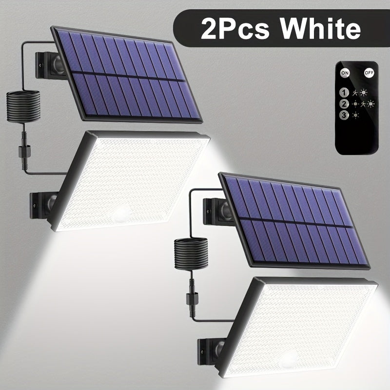 400 LED Solar Outdoor Light with Light Sensor, Remote Control, Separate Light Sensor Panel, 16.4 ft Cable, Dusk to Dawn Lighting, Security Solar Floodlight, Suitable for Outdoor Porch, Yard, Shed, Wall, Christmas Gift, Father's Day Gift