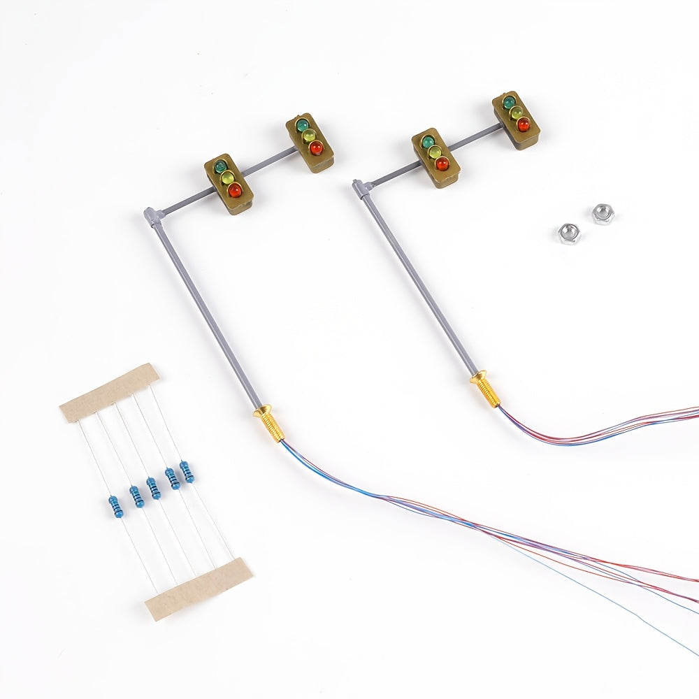 1 Set N Scale Traffic Light & Crosswalk Model, LED Pedestrian Street Signal Light, Railway & Train Layout Accessories