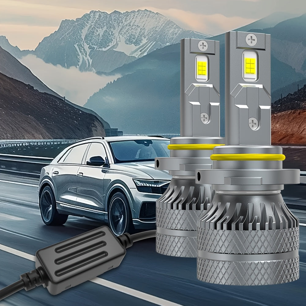 2PCS LED Car Headlights, Compatible with H11/H4/H1/H7, 9005/9006/9012 - 28500LM, Cool White Light, Plug-and-Play System, Built-in & External Driver, No Battery Needed.