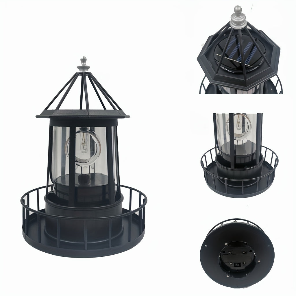 Solar Lighthouse, Solar Beacon Tower with Rotating Light Source, Outdoor Garden Landscape, Courtyard Light, Solar Lighthouse Statue Light Perfect for Outdoor Garden Paths and Patios