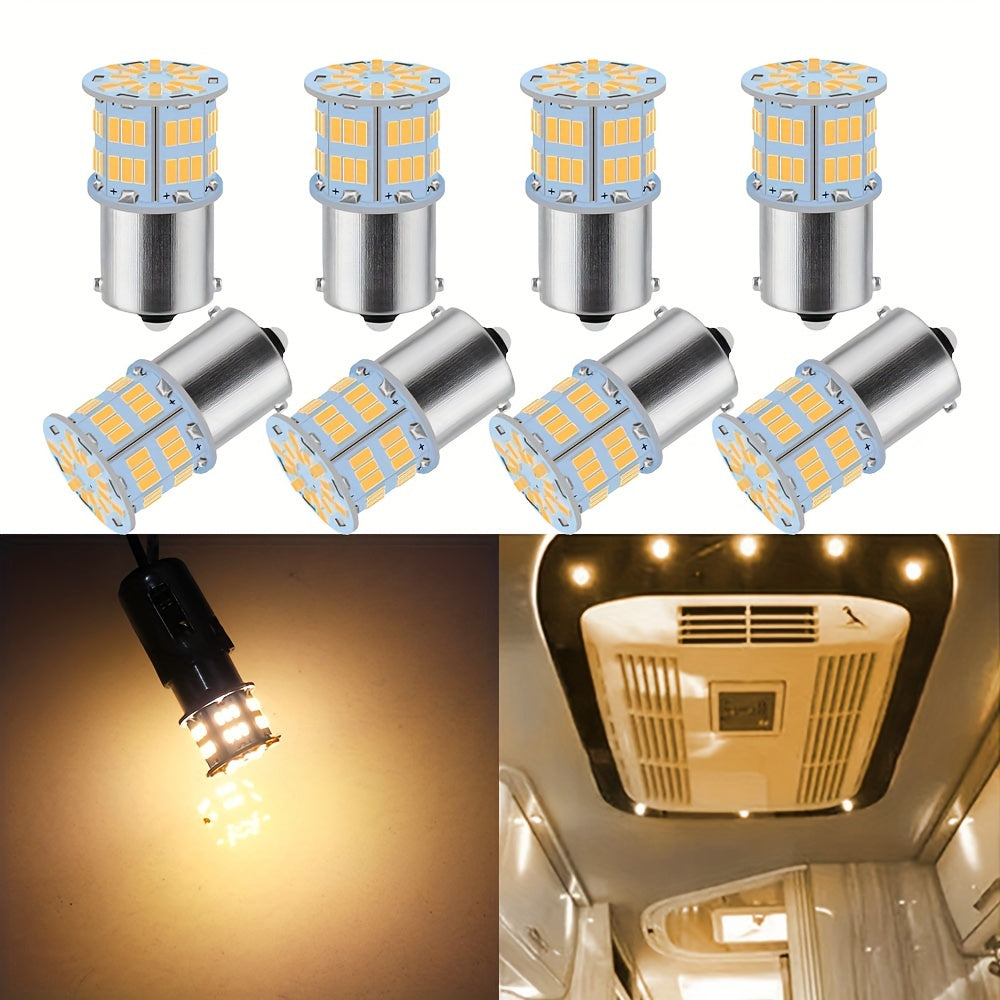 2/4/8-pack RV LED bulb - 3014 54-SMD, DC 12V white/warm white light - suitable for RV, camper van and marine lighting, replaces 1156 1141 1003 BA15S P21W LED interior bulb, battery not included