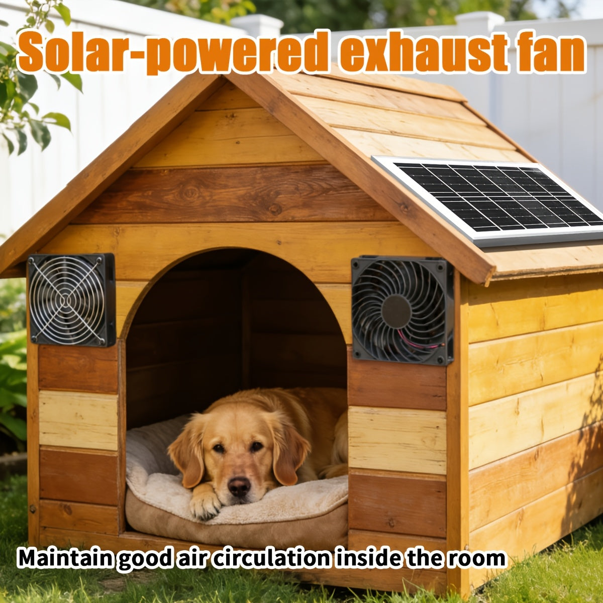 1PC Solar Panel + Dual Fan Kit, Indoor and Outdoor Air Circulation, Solar Powered, Easy to Install, Suitable for Greenhouse, Pet House, Livestock Ventilation and Outdoor Camping (Battery Not Included)