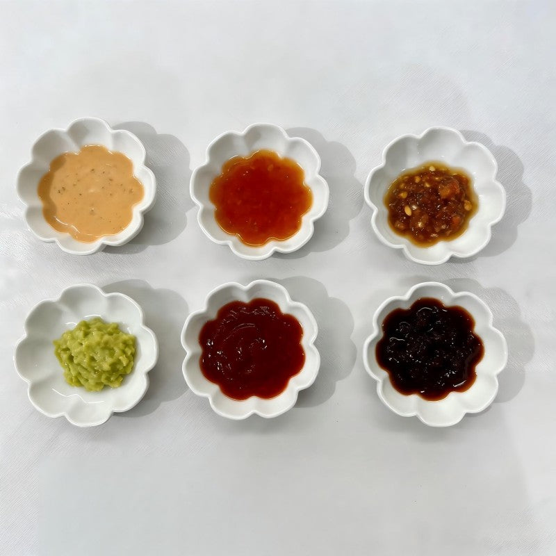 Pure White Lace Ceramic Dinnerware Set, Flower-Shaped, Home Sauce Dish, Dip Tray, Sushi Plate, Snack Plate, Practical Tableware, Microwave Safe