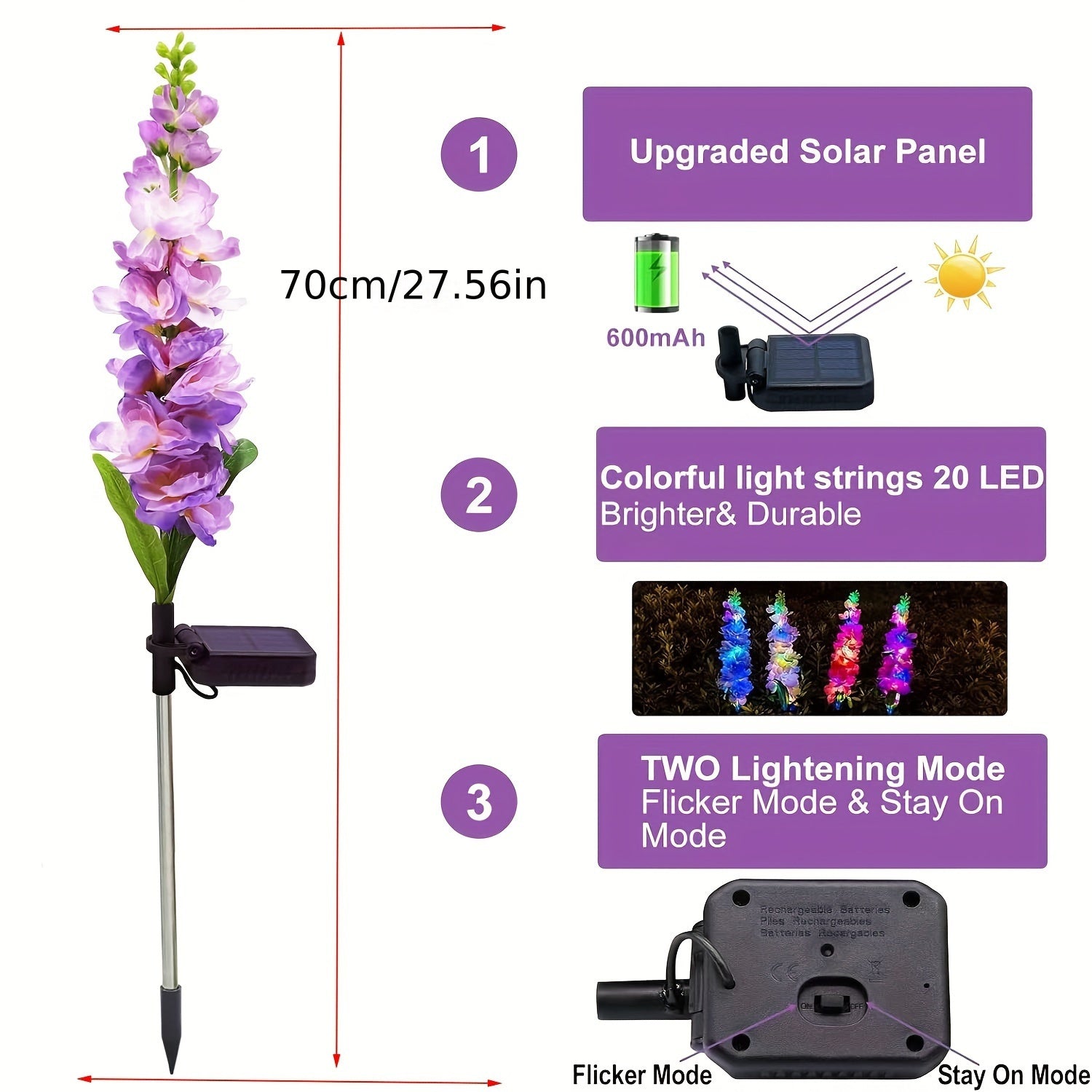 4pcs Solar Hyacinth Outdoor Waterproof Courtyard Garden Lawn Light Pathway Villa Landscape Light Party Atmosphere Light