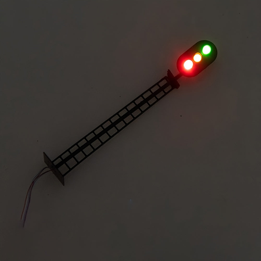 1 Set 1:87 HO Scale Model Railroad Track Signal Set, Includes Green, Red & Yellow Block Signals, 2-light & 3-light Configurations, Designed for Miniature Landscapes & Dioramas