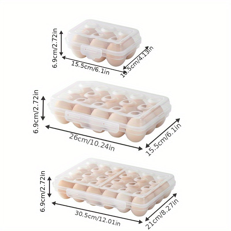 6/15/24 Compartment Shockproof Combinable Stackable Egg Storage Box, Food Grade Transparent, Portable for Refrigerator, Cabinet and Outdoor Camping, Egg Protection Container, BPA-Free