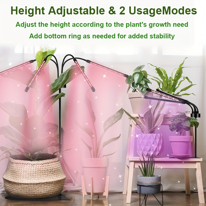 1-Pack Full Spectrum LED Plant Grow Light, 3/9/12H Timing Setting, Red Blue White 3 Light Modes, Adjustable Brightness 20%-100%, Sun Supplement Lamp for Indoor Small Plants & Mini Bonsai, Adapter Not Included