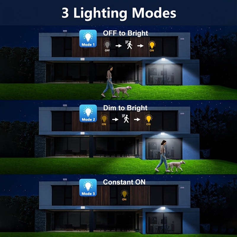 1P/2Pcs 400LED Outdoor Solar Wall Light with Motion Sensor Lighting, LED Cool White Solar Flood Light, High Brightness Solar Street Light, Larger Solar Panel, Easy Installation, Super Bright, Automatic ON/OFF, for Porch, Yard, Garage, Fence