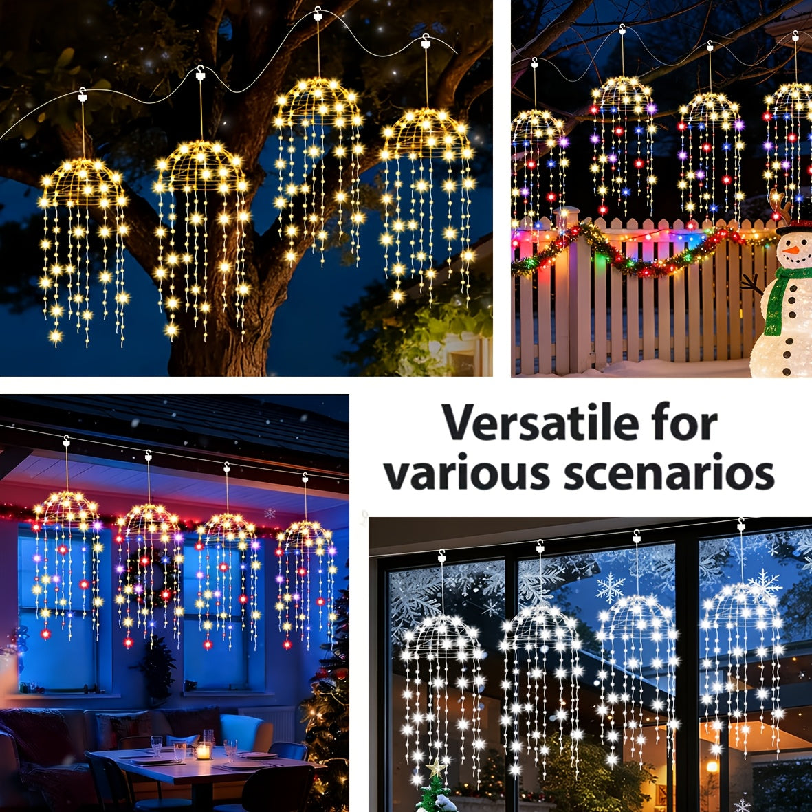 4-Pack Solar Jellyfish Light, Semi-Circular Jellyfish Shaped Light, 8 Lighting Modes, Outdoor Home Garden Decoration, Wedding Decoration, Create Romantic Atmosphere, Christmas Decorative Light, Outdoor Lantern, Hanging Light