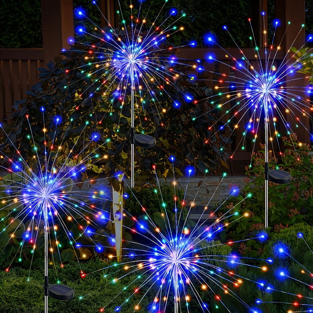 2/4/6 Pack Solar Fireworks Light Outdoor Set, Smart Solar Courtyard Light, 8 Adjustable Flicker Modes, Smart Light Sensor, Perfect for RV Camping, Wedding Christmas, Lawn Backyard Party Patio Decoration, IP44