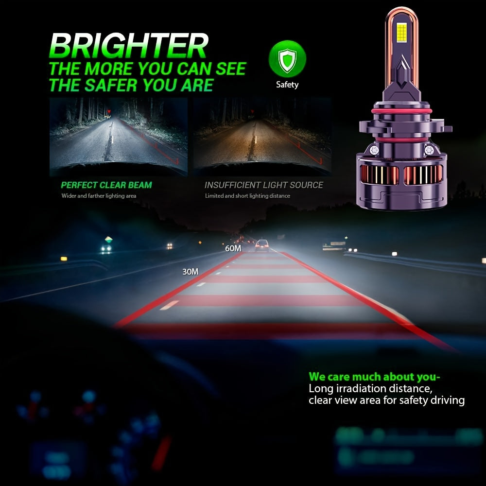 2PCS LED Car Headlights, Compatible with H11/H7/H4/H1, 9005/9006/9012 - 55000LM, 7500K Cool White Light, 300W Power, Easy Plug-and-Play Installation, Fits Most Vehicles, 5-Minute Installation, No Battery Needed