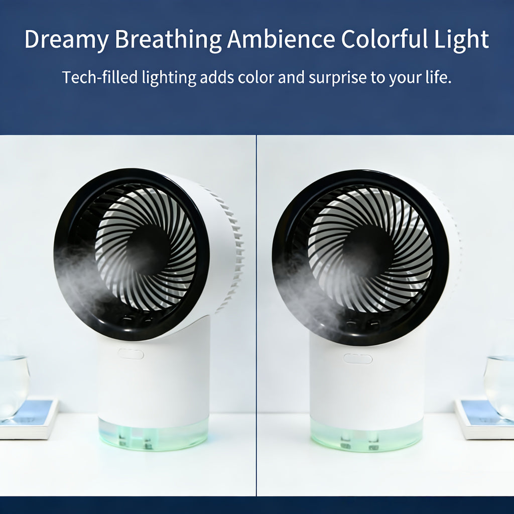 Fast Cooling Portable Water-Cooled Air Conditioner, Desktop Atomizing Humidifier & Refrigeration Fan, Rechargeable High-Speed Quiet Operation, 3-Speed Adjustable Wind, Perfect for Office Dorm Bedroom Outdoor Travel