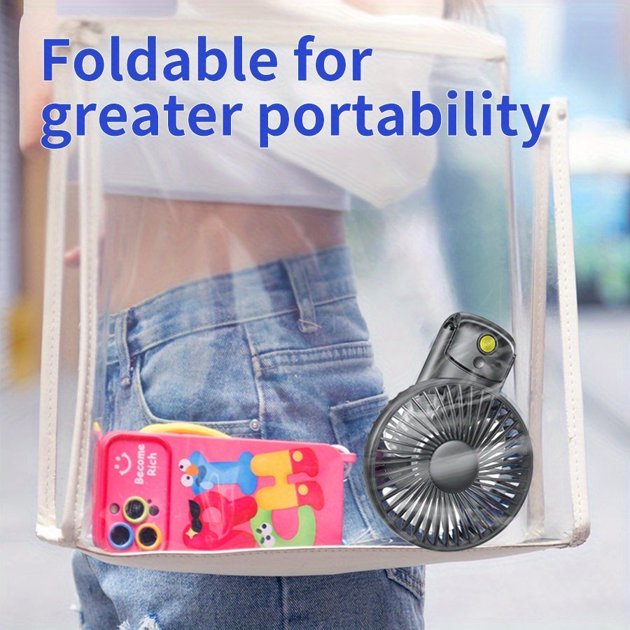 6000mAh Portable Handheld Fan, 180° Foldable 5 Speed Adjustable, 6-22H Working Time, USB Rechargeable Mini Desktop Fan, Foldable Personal Cooling Fan for Travel Summer Outdoor Home Office