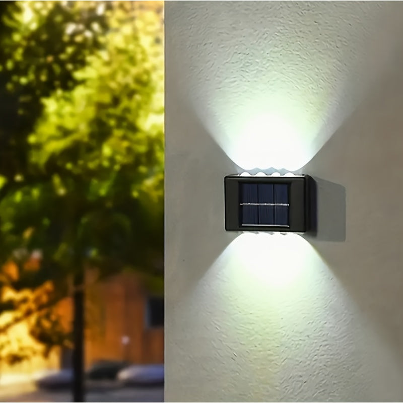 1-Piece 8-LED Solar Up and Down Wall Light, IP44 Outdoor LED Path Light, Suitable for Garden, Lawn, Courtyard and Fence Decoration – Light Up Your Courtyard with Solar Energy