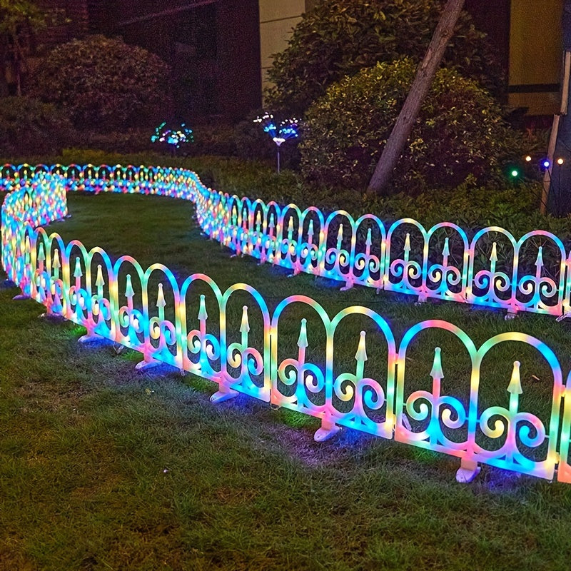 8-Piece Outdoor Solar Fence Light, Solar/USB Dual Power Supply, Warm Light / Color Light Optional, Suitable for Friend Gathering Decorative Atmosphere Light, Valentine's Day Decoration, Proposal Arrangement, Shop, Patio