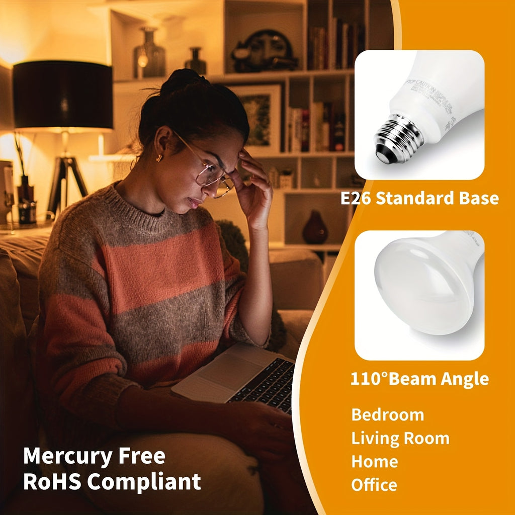 BR30 LED bulb 6-pack, E26 standard American screw base, 110-127V, 10W (equivalent to 65W) 850lm warm yellow light 3000K, non-dimmable, suitable for home, office, shopping mall, warehouse lighting, etc.