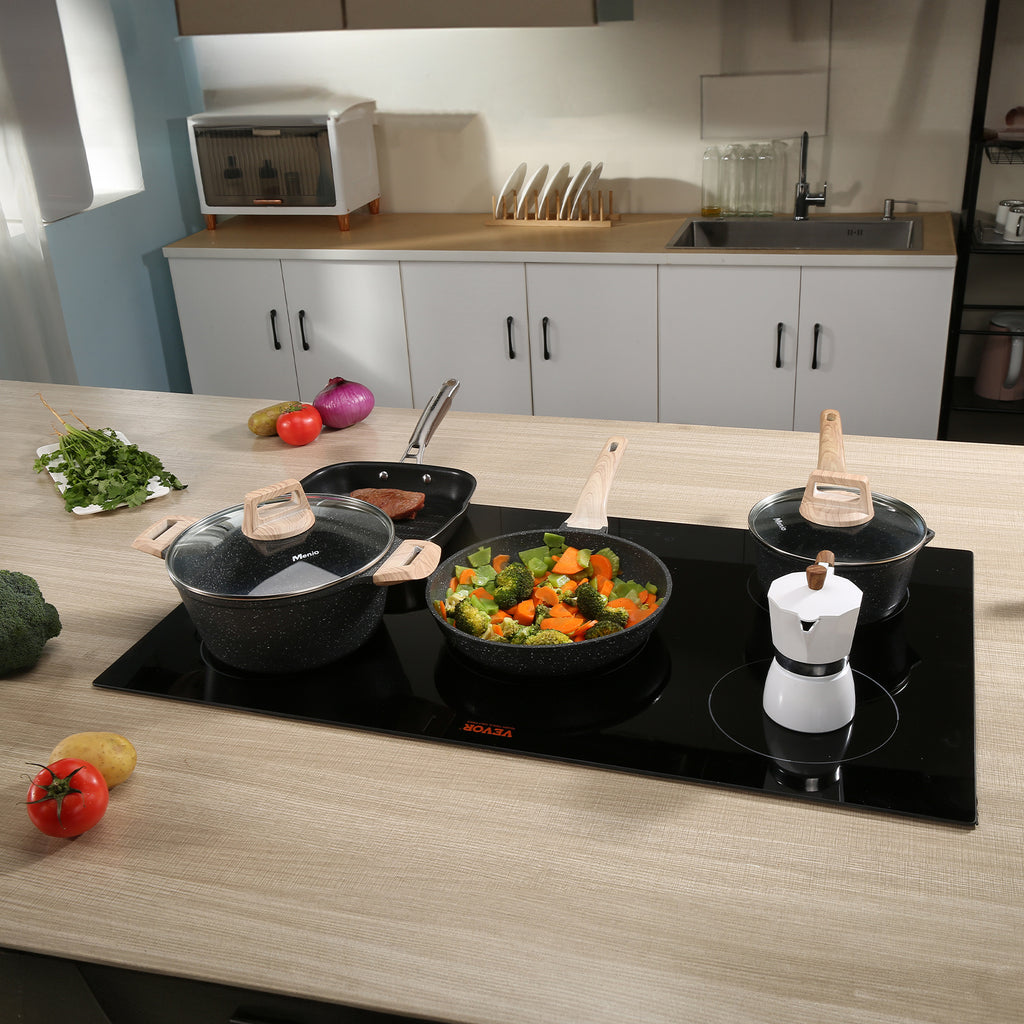 VEVOR Induction Cooktop, 5 Burners, 36-Inch Induction Stove, Built-In Magnetic Cooktop 9200W, 9-Level Multi-Function Burner, LED Touch Screen with Child Lock & Over-Temperature Protection