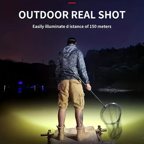 1pc LED Headlamp, Rechargeable, Bright & Powerful with 5 LEDs, Portable Headlight for Outdoor Camping & Emergency Lighting, IP44 Waterproof, Fishing & Outdoor Work Light