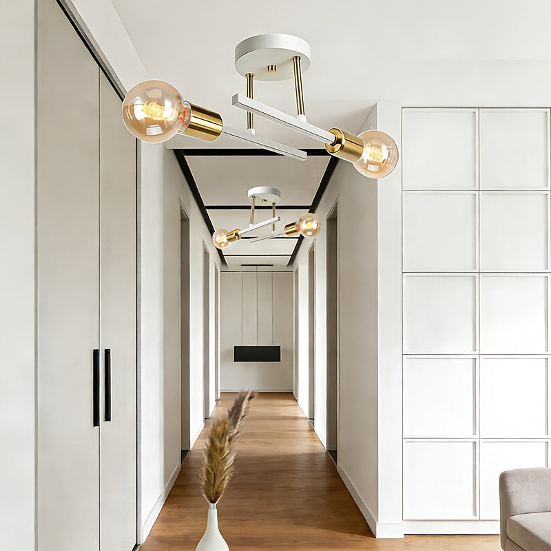 1 piece square tube pendant light, classic gold, black iron ceiling fixture, minimalist home decorative lighting, voltage 110-240V, suitable for bedroom, kitchen, living room, dining room and study