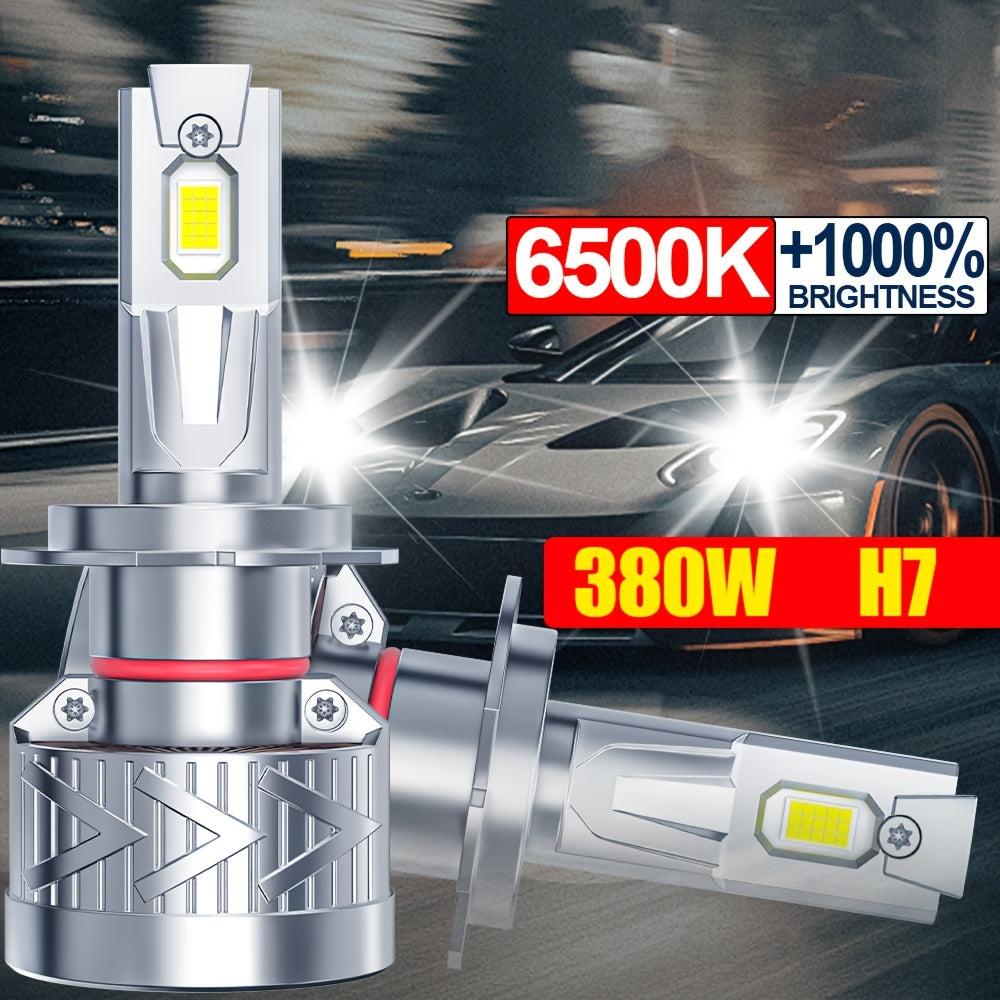 2-Pack LED Car Headlight Bulbs H1 H4 9003 HB2 H7 H18 H8 H9 H11 H16, 2000 Lumens, 6500K, Plug-and-Play, with External Driver, Compatible with 9005 9006 9012, 1000% Brightness Increase, Equipped with Fast Cooling Fan