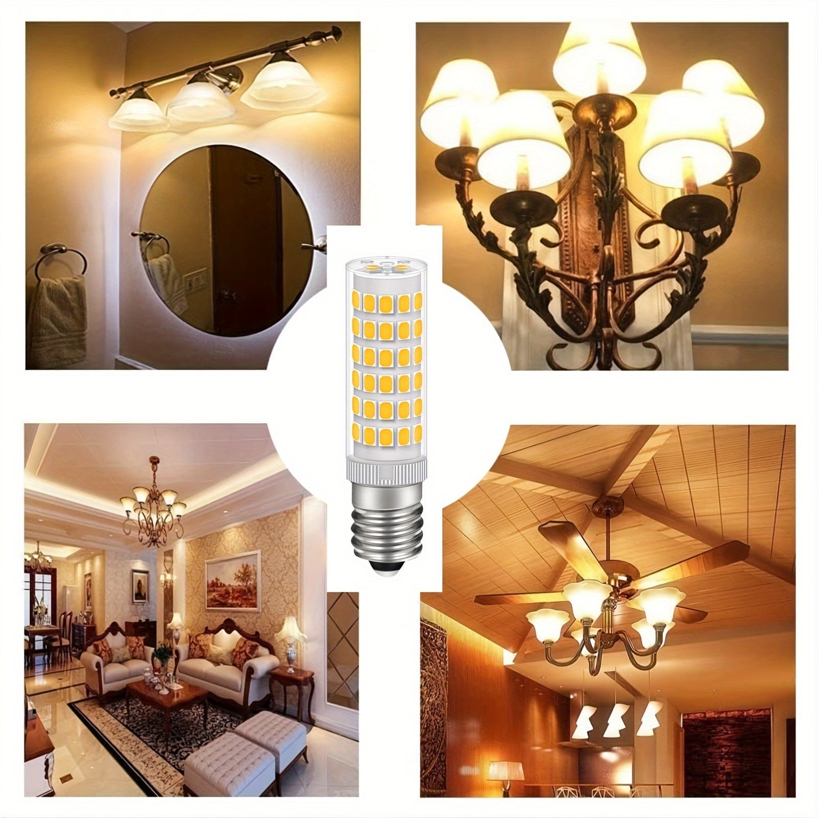 Non-dimmable E17 LED AC120V 76-bead E17 LED corn light 5W, crystal light, table lamp, wall lamp, cool white, warm white, plug-in bulb, refrigerator bulb screw base indoor household lamp table lamp ceiling light