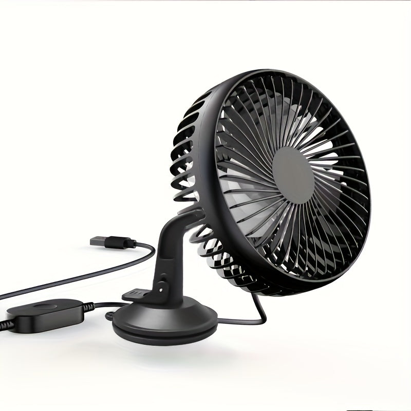 USB Car Fan, USB Suction Cup Car Fan, 3 Speed Adjustable Strong Wind, Brushless Motor Quiet Low Noise, Non-Slip Silicone Base, Suitable for Dashboard Windshield and Multiple Scenarios