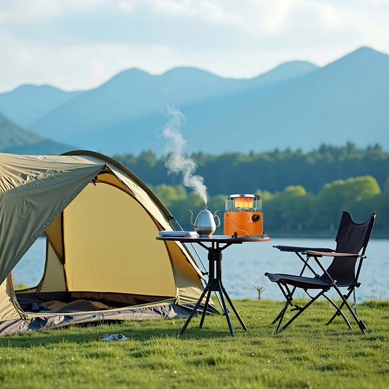 9000 BTU Adjustable Propane Heater Stove - 2-in-1 Indoor/Outdoor Portable Gas Stove, Ideal for Camping, Cooking & Emergency Preparedness, Compact 10.7 x 7 Inch Design, Orange & Blue, Adjustable Flame Control, Durable Stainless Steel Construction