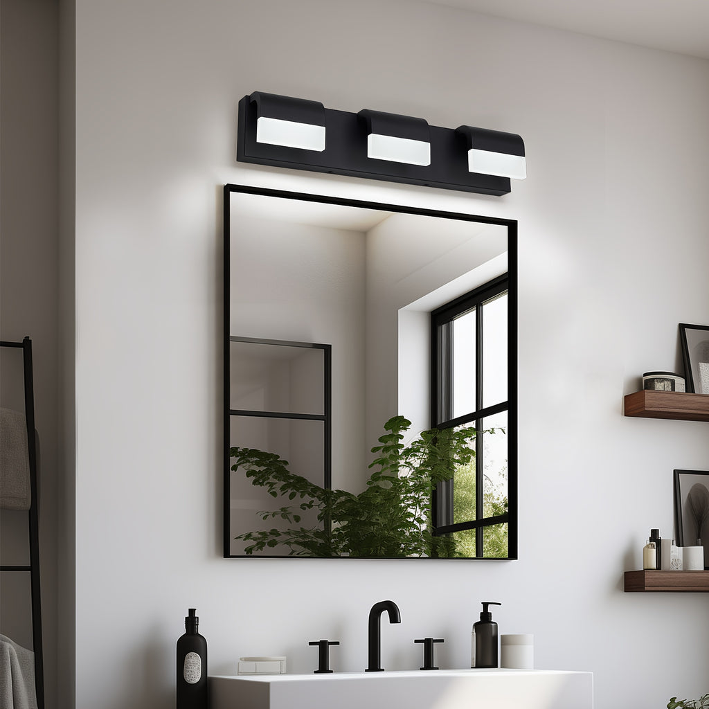 21.7-Inch 3-Light Modern Bathroom Vanity Light, Elegant Bathroom Wall Light, with LED Light Source and Acrylic Shade, Dimmable Bathroom Lighting Fixture (Dimmer Switch Not Included), Suitable for Bathroom, Bedroom
