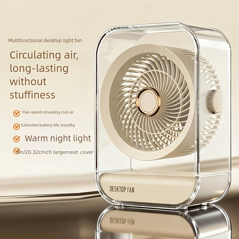 Desktop & Hanging Dual-Use Air Cooler Fan, Rechargeable Household Electric Fan, Portable Desk Fan for Camping, Office, Home and Living Room