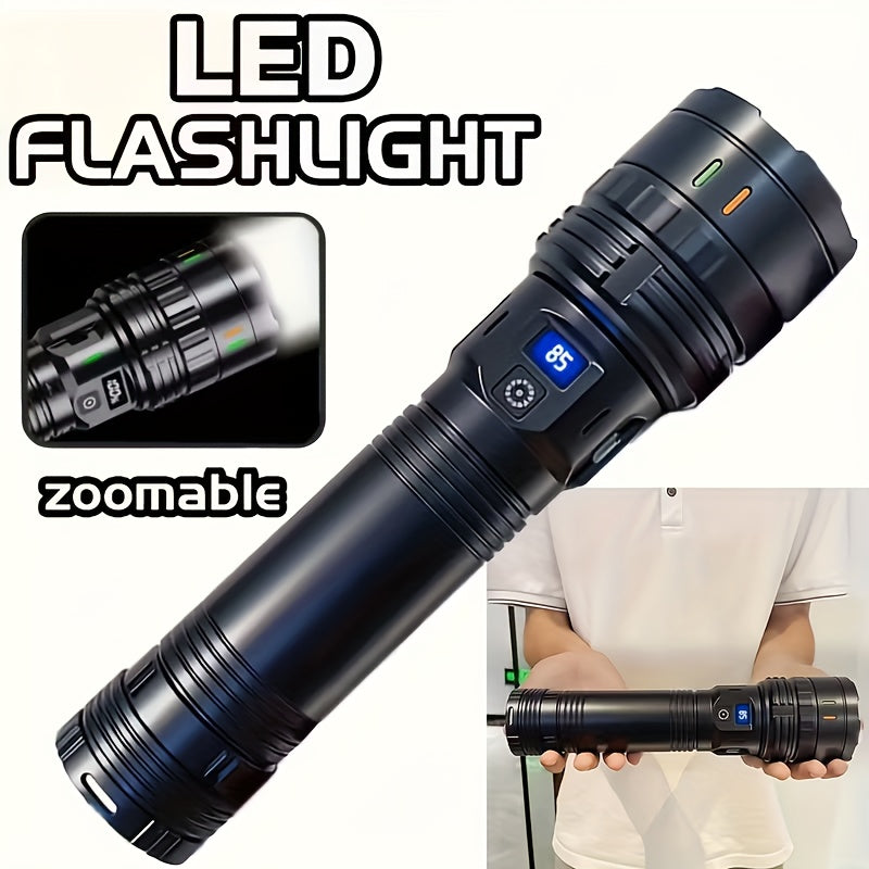 Super Bright High Lumen Telescopic Tactical Flashlight, USB Rechargeable, 3000 Lumen, 3600mAh, IP44 Waterproof, Ideal for Outdoor, Camping, Adventure, Fishing, Patrol, Home Use and Gift