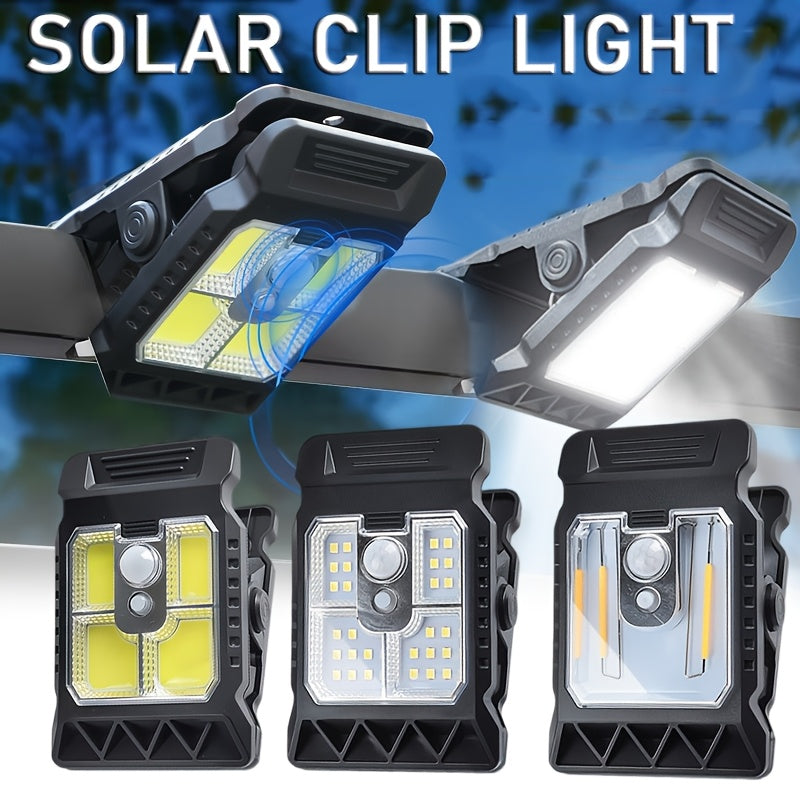 1 Outdoor Solar Light with Motion Sensor, These Portable Clip-On LED Garden Lights are Suitable for Various Purposes such as Maintenance, Camping, Fishing and Street Lighting, Available in Three Different Styles