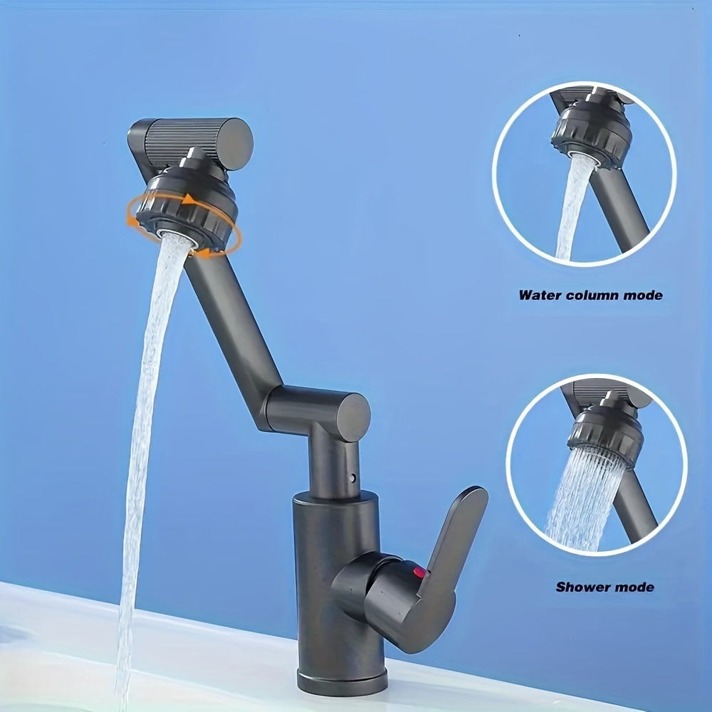 1 Set Gunmetal Gray Swivel Faucet RV Bathroom Kitchen Set - Durable ABS, 360° Hot & Cold Faucet with 23.62" Hose - Easy Install, User-Friendly Design