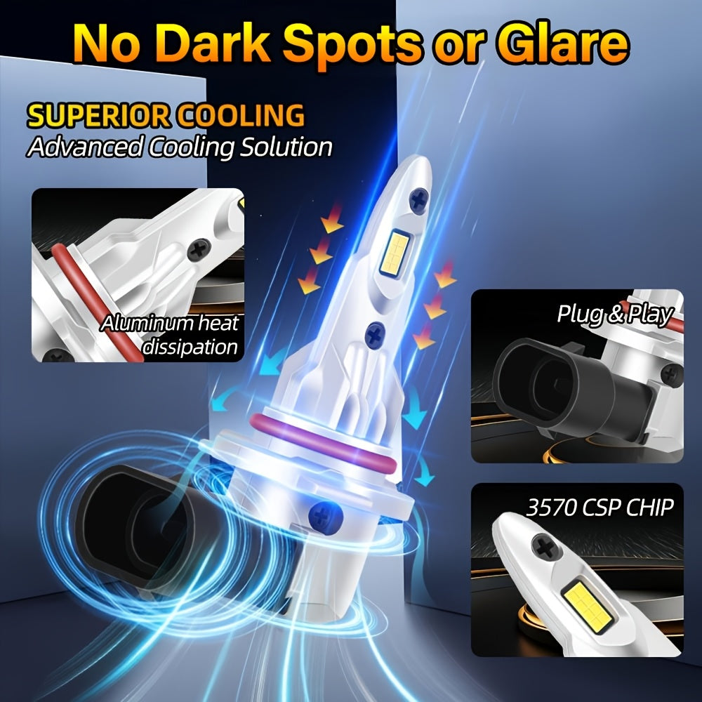 ROADSUN 2只装 H1 H7 H11 9005/HB3 9006/HB4 大功率LED汽车大灯/雾灯 远近光一体 冷白光6000K 1:1直插式LED大灯