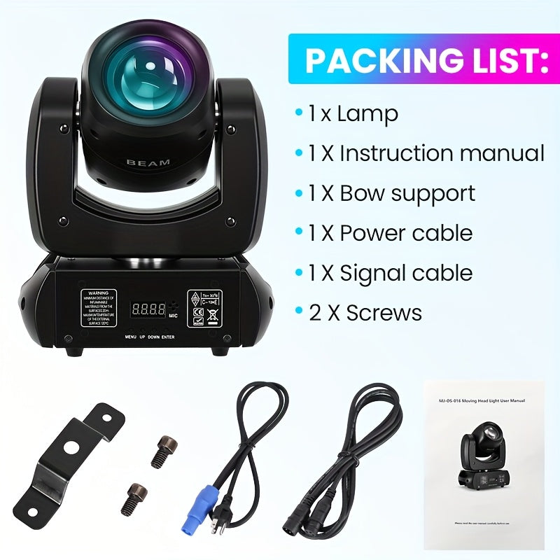 120W beam light, DJ lights, black moving head light, DJ lighting, moving head light, spotlight, LED stage light - LED DMX512 control, with 8 colors and 8 gobo patterns, 18-facet prism, voice/sound activation, aluminum alloy housing