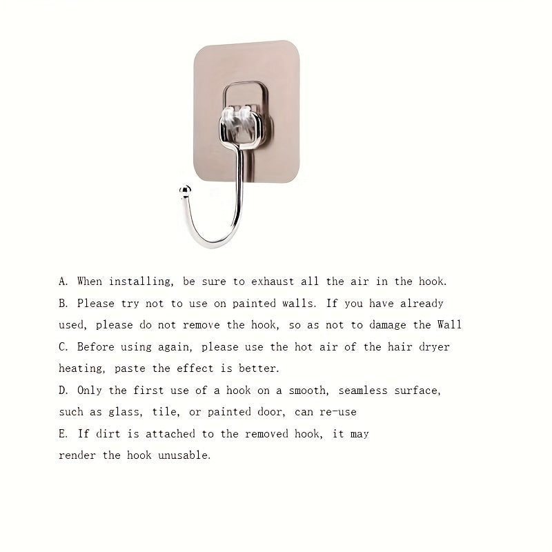17-Piece Strong Adhesive Wall Hooks - Clear Reusable & Sticky Residue-Free, Waterproof & Oil-Resistant - Practical Towel Cup Can Opener Scissors Hooks for Bathroom & Kitchen