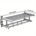 1pc Wall Mount Bathroom Double Layer Shelf - 19.69" Long, Easy Install with 5 Hooks, Polished Mirror Finish, Wide Spacing for Ventilation & Drying, for Home Bathroom, Hotel Toilet