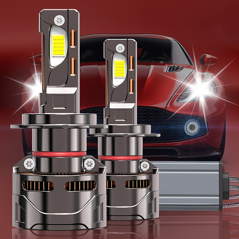 2-Pack 59800 Lumens LED Car Headlights High Power 360W High/Low Beam 7500K LED Bulbs H1 H4 H7 H11 9005 9006 9012 12V/24V 360° Beam Angle 950% Brightness Increase Fits Most Car Models No Battery Included QY029