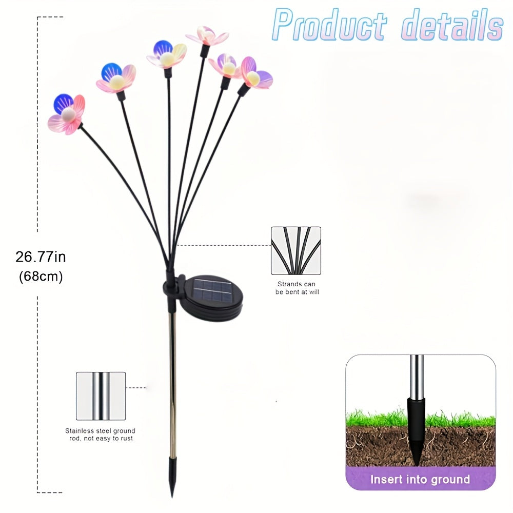 Solar Small White Ball Colorful Flower Warm Light Ground Insert Light - LED Outdoor Lighting Floral Courtyard Decorative Light Garden Lawn / Patio Walkway / Wedding Party Atmosphere Light