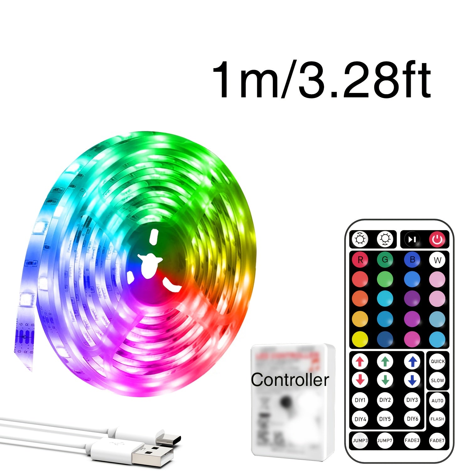 NBBUFF 卧室 LED 灯条，39.37英寸-1181.1英寸，RGB 灯带，带 44 键遥控器，颜色可调，USB 供电，适用于床头客厅，节日礼物，游戏派对装饰灯，电视背景灯，万圣节，婚礼酒吧装饰